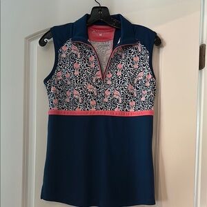 Bermuda Sands Women's Navy and Pink Sleeveless Golf Top